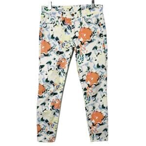 Gap 1969 Women's Legging Jeans 27R Floral Print Skinny Stretch Low Rise Denim
